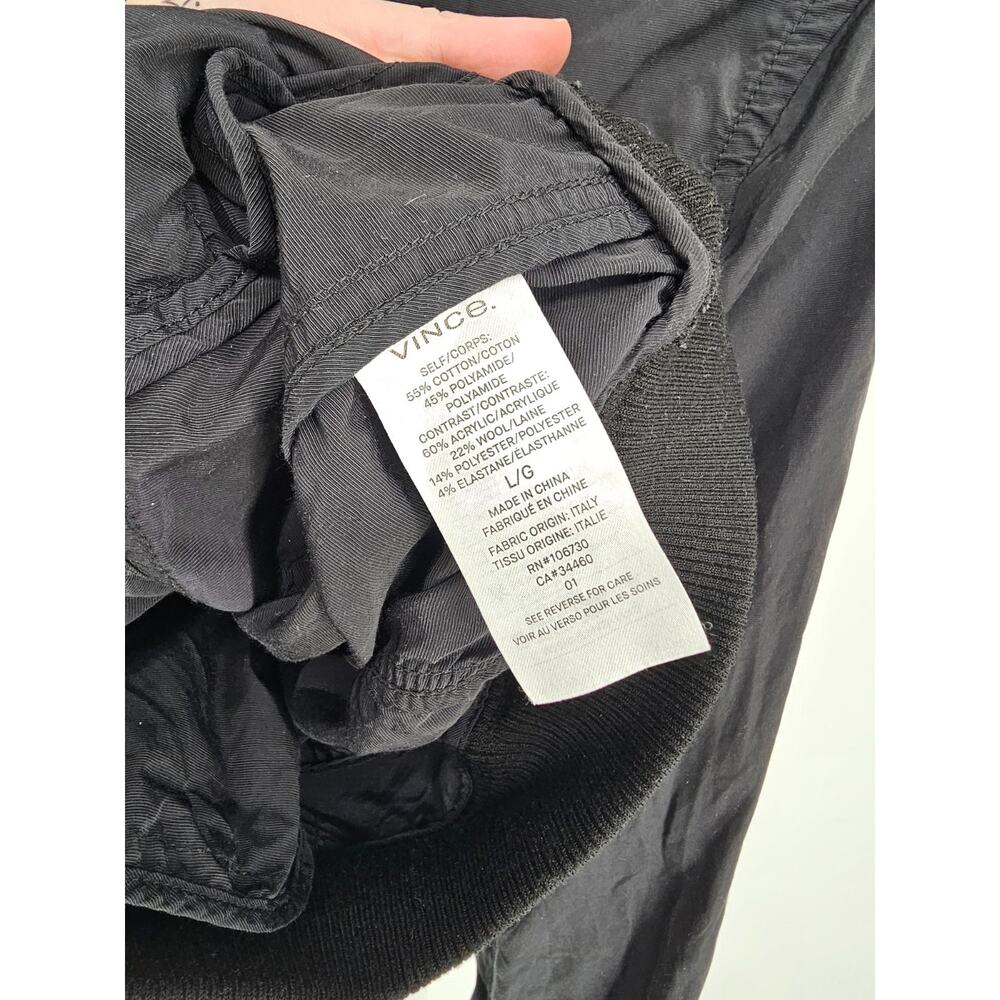 Vince Black Zip-Up Bomber Jacket Womens Sz L - Picture 4 of 5